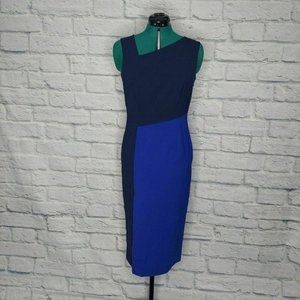 Diane Von Furstenberg Womens Blue Sleeveless Knee Length Bodycon Dress 4